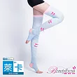 BeautyFocus台灣製階段機能螺旋扭力織法大腿襪667186水藍色