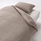 [MUJI 無印良品]麻平織條紋被套/S/原色×黑色
