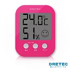 【日本DRETEC】電子式五臉型溫溼度計-粉紅色