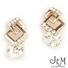 【JEM】雙菱玫瑰金晶鑽耳環(DL99)