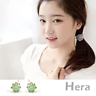 【Hera】赫拉 韓國皇冠雪花冰淇淋彩色鋯石耳釘/耳環(單邊單個~六色任選)雪花綠