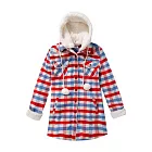 【CACO】CACO SURF．美式休閒．毛毛帽格紋長袖襯衫M紅