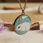 A+ accessories 童話之森-復古系森女zakka風手繪插畫長版鍊 (兔子)