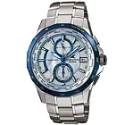 CASIO OCEANUS系列 領袖精神太陽能鈦金屬電波錶(銀藍)