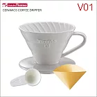 Tiamo V01 螺旋 陶瓷咖啡濾杯組【白色】附濾紙.量匙 1-2杯份 (HG5537 W)