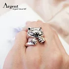【ARGENT銀飾】「開心貓」+「貓爪戒」純銀戒指(染黑款)(兩款各一只)紋路無染黑款