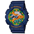 G-SHOCK 俠刀俠盜染指江湖誇張色系運動帥氣腕錶-藍-GA-110FC-2A