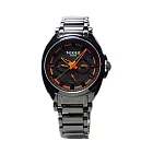 VOGUE 黑潮大幅降臨時尚流行優質腕錶-黑+橘-9V0434DO