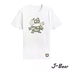 【男人幫 Man』s Shop】JJ002＊MIT 台灣製造 J-Bear新品牌【手繪熊裝機器飛行人短袖圓領T恤】白色 兒童8號