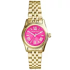 Michael Kors 幸福低喃時尚都會腕錶(鋼帶-桃紅金)