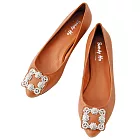 【UH】Sandy Ho大尺碼 - 立體鑽飾平底鞋 -25.5咖啡色