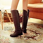 EOWYN．韓系時尚皮質素面長筒靴(現貨)37棕色37