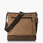 COACH Men&rsquo;s Bags 素面耐磨尼龍材質皮飾邊肩背/斜背包_卡其/ 咖啡