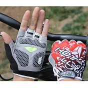 炫酷騎行健身防滑矽膠減震半指手套L號 激情紅
