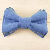 【PinkyPinky Boutique】超夯牛仔布雙層蝴蝶結髮夾(黃色邊線)