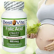 美國Bestvite葉酸+B12膠囊(250顆/瓶)