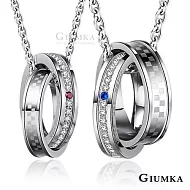 GIUMKA】真情換此生男女情人對鍊 藍剛玉/紅鋼玉 MN01644銀色
