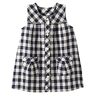 [MUJI 無印良品]女幼水洗麻無袖洋裝細格90
