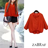 【BR】寬鬆顯瘦翻領純色襯衫-共3色(M-XL可選)M橘紅色