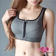 【天使霓裳】運動內衣 健身女神 素色前拉鍊內搭內衣(灰S~L)S灰色