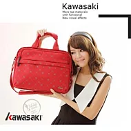 Kawasaki 13吋手提/肩背電腦公文包， 附長揹帶。可二用 (紅色)