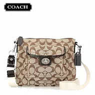 《COACH》新款 咖啡色C Logo前旋釦口袋逛街斜背包