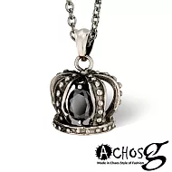 ACHOS【魔幻加冕Magic crow 黑】潮流吊墬搭配鍺鈦項圈2.5mm-40cm