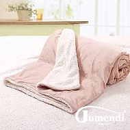 【Jumendi-簡約風雅.粉桔】羊羔絨超細纖維柔暖多用途毯