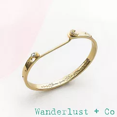 Wanderlust+Co 澳洲品牌 鑲鑽月亮手環 閃耀銀河星系金色手環 內側刻字款 Constellation