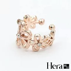 【Hera】赫拉 水鑽裸雕花朵無耳洞耳環/耳扣/耳骨夾─2色(二顆入) 金色