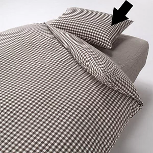 [MUJI 無印良品]柔舒水洗棉枕套/100/棕格