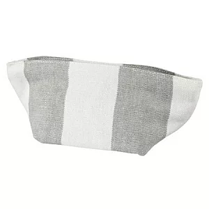 [MUJI 無印良品]麻平織托特型化妝包/條紋綠