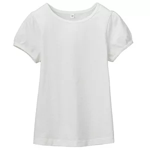 [MUJI 無印良品]女童棉質基本公主袖T恤120白色