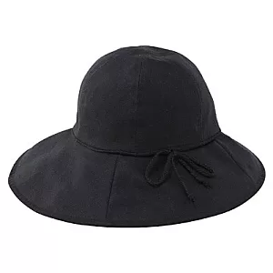 [MUJI 無印良品]麻質可摺疊遮陽寬簷帽黑色