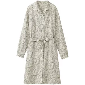[MUJI 無印良品]女棉絲小花綁帶洋裝M綠色