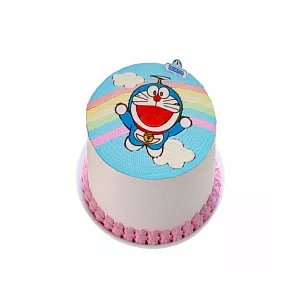 哆啦A夢-彩虹天空10吋(香草蛋糕-草莓卡士達餡+布丁)