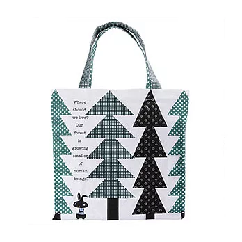 Shinzi Katoh 插畫家拉鍊大提袋-樹林小黑兔