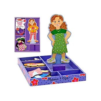 美國 Melissa ＆ Doug 木製站立式 磁力換裝娃娃組【瑪姬上學去】- 學習組合搭配、手眼協調