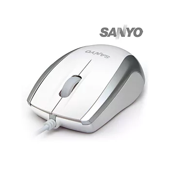 SANYO三洋 USB有線光學環保鼠(珍珠白)
