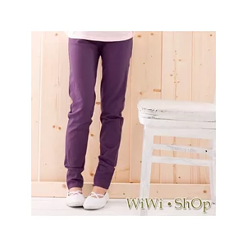 [WiWiShOp]繽紛水洗直筒鬆緊內搭褲~紫色