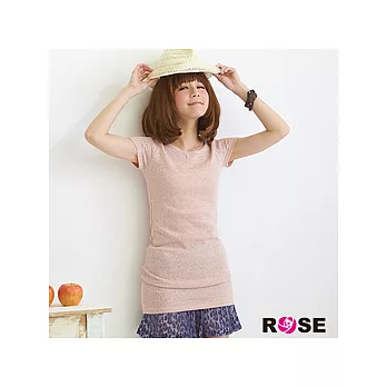 ROSE。韓製簡約雪花素面長版上衣-粉系