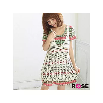 ROSE。恣意繽紛生活幾何橫條長版洋裝上衣