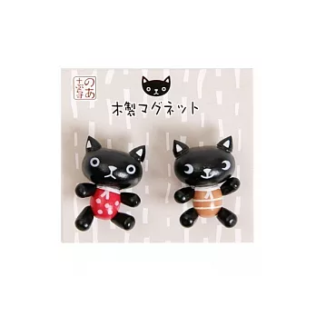 《Wooden mini》和風動物可動木製立體磁鐵。黑貓