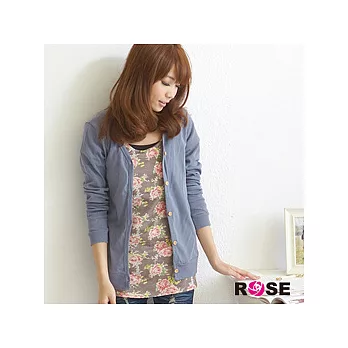ROSE。玫瑰情懷圓領長版造型上衣-可可系