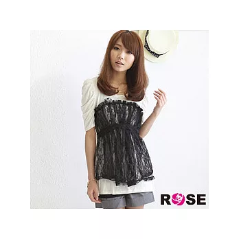 ROSE。LADY拼接 蕾 絲 縮腰長版上衣