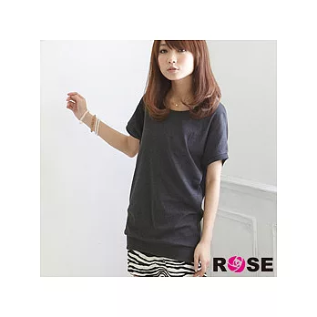 ROSE。甜心GIRL後背 蝴 蝶 結 裝飾 棉 質 長版上衣-深灰系