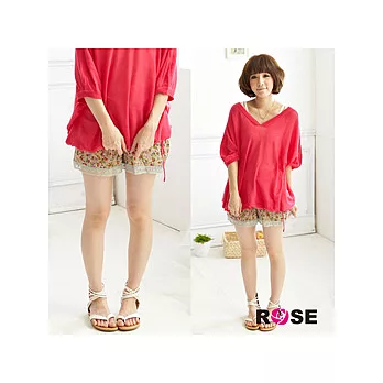 ROSE。甜氛時分碎花蕾 絲滾邊鬆緊抽繩短褲-灰系