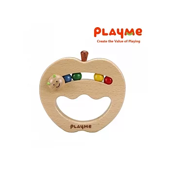 PlayMe:) 微笑蘋果-可愛木製抓握玩具