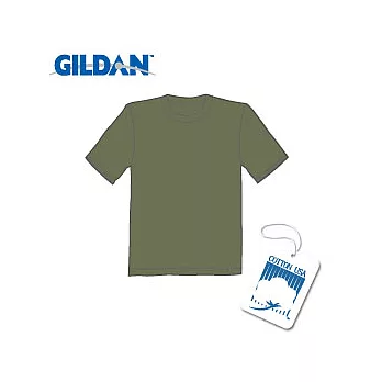 GILDAN 總代理-100%美國棉~圓筒短袖素面T-Shirt ~軍綠-L號
