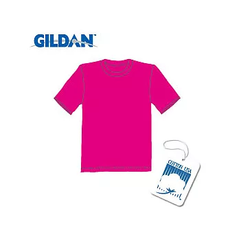 GILDAN 總代理-100%美國棉~圓筒短袖素面T-Shirt~桃紅L號